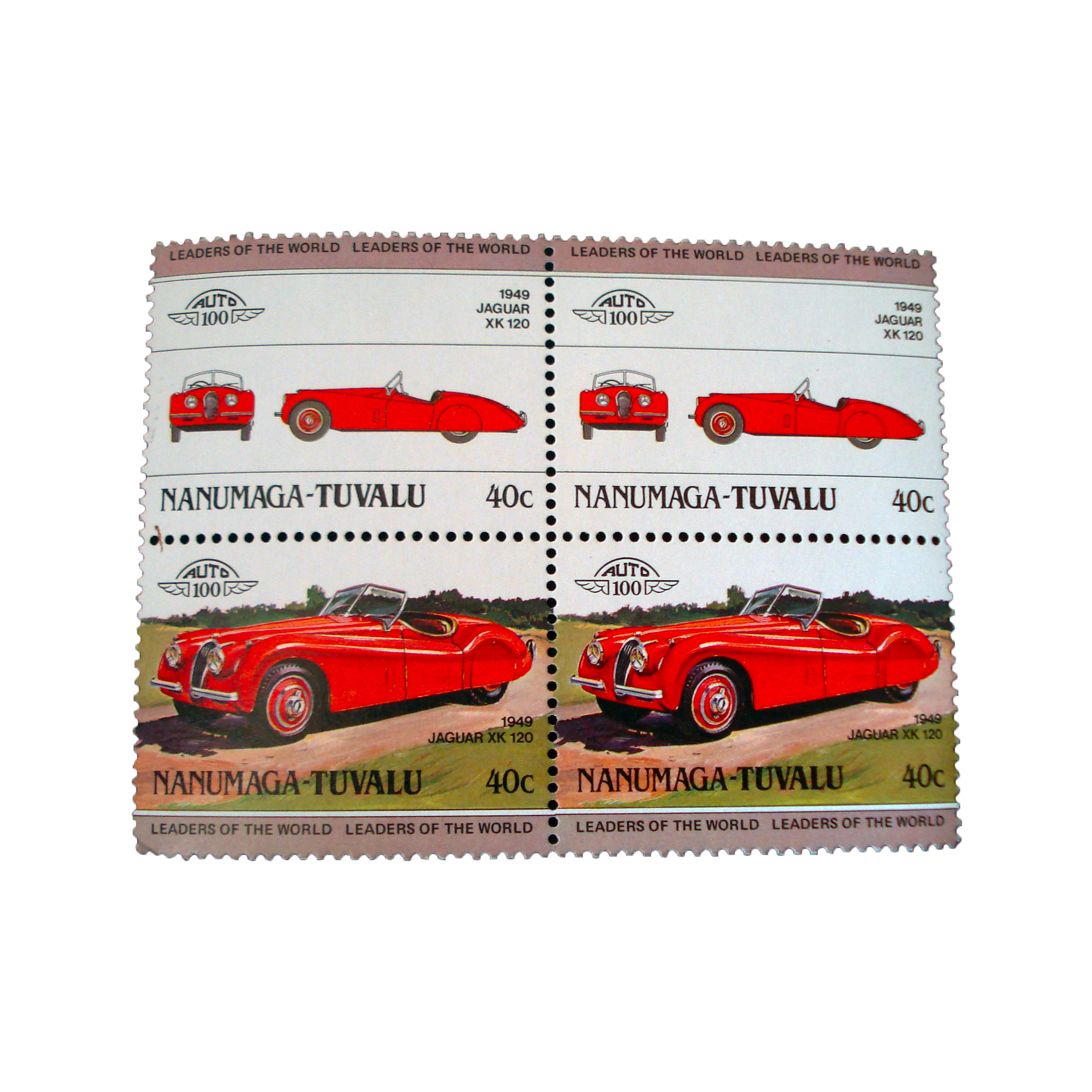 تمبر یادگاری طرح اتومبیل مدل jaguar کد 103 مجموعه 4 عددی