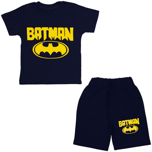 ست تی شرت و شلوارک پسرانه مدل batman کد 136 رنگ سورمه ای