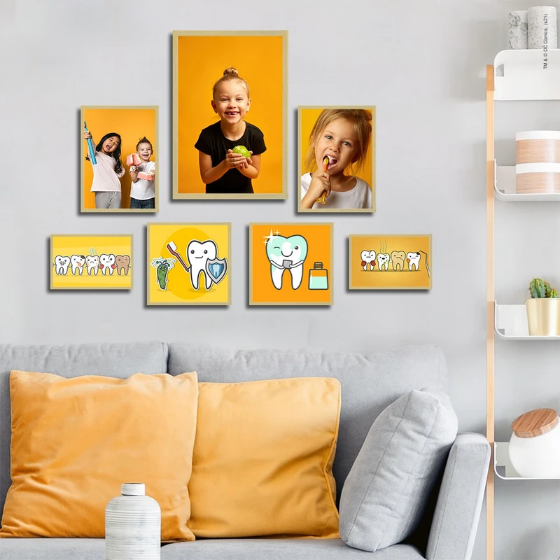 تابلو بکلیت طرح مطب دندانپزشکی مدل شاین اکلیلی BE-1844 مجموعه 7 عددی