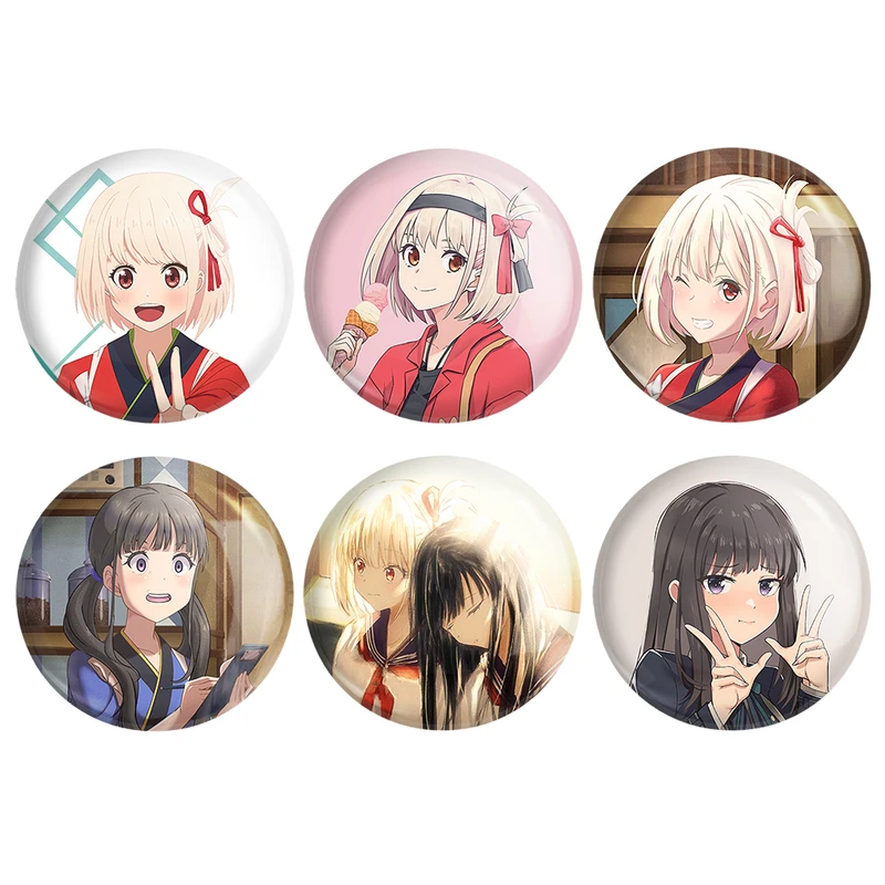 مگنت خندالو طرح انیمه لیکوریس ریکویل Lycoris Recoil کد 1424A مجموعه 6 عددی