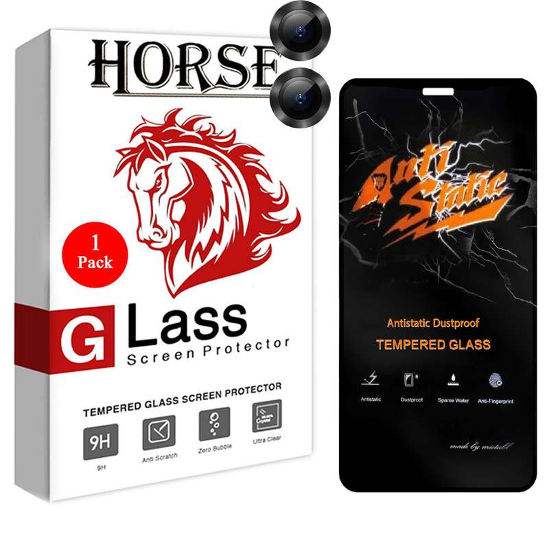 محافظ لنز دوربین هورس مدل 2ST-RING مناسب برای گوشی موبایل اپل iPhone 12 به همراه محافظ صفحه نمایش