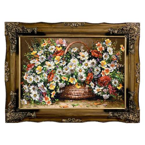 تابلو فرش ماشینی طرح سبد گل کد ۷۱۷۹