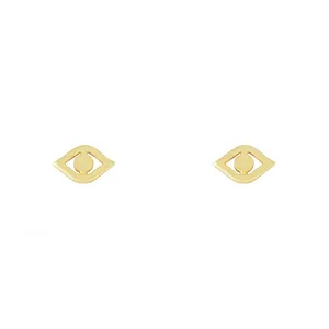 گوشواره طلا 18 عیار زنانه طلا و جواهر درریس مدل چشم بدون مژه