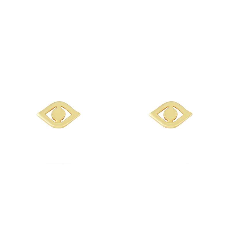 گوشواره طلا 18 عیار زنانه طلا و جواهر درریس مدل چشم بدون مژه