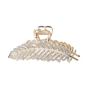 کلیپس مو زنانه مدل برگ نگینی دوطرفه