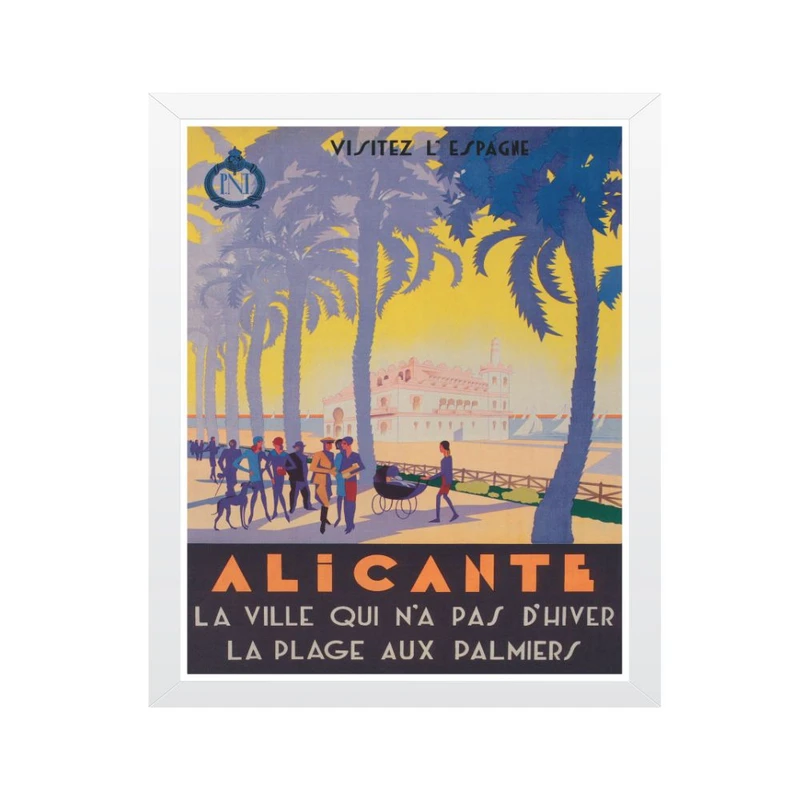 تابلو مدل سفر وینتیج چاپ آلیکانته -درختان نخل