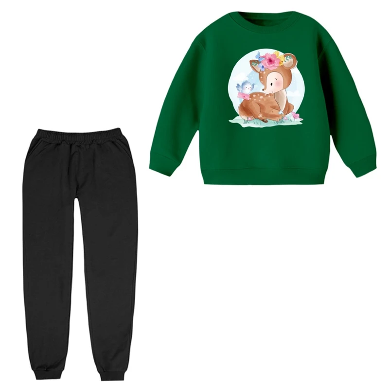 ست سویشرت و شلوار راحتی بچگانه مدل آهو بامزه کد 3 