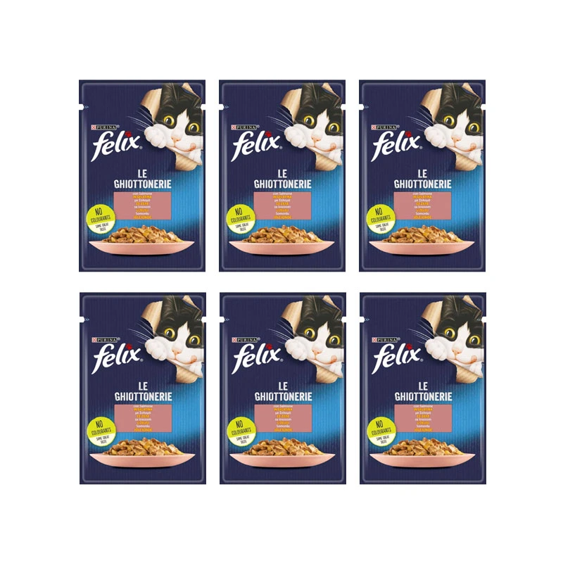 پوچ گربه فلیکس مدل Cat Pouch Jelly با طعم ماهی سالمون بسته 6 عددی