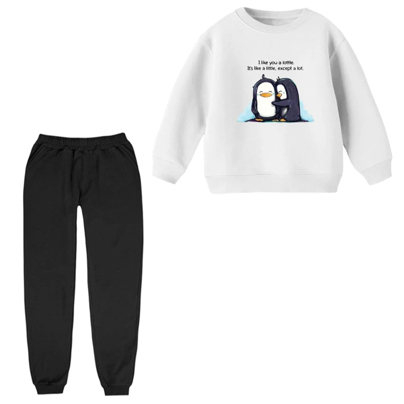 ست سویشرت آستین بلند و شلوار راحتی بچگانه مدل پنگوئن بغل