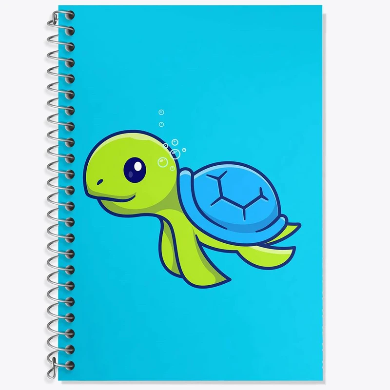 دفتر زبان 50 برگ خندالو مدل دو خط طرح حیوانات بامزه لاکپشت کد 29688