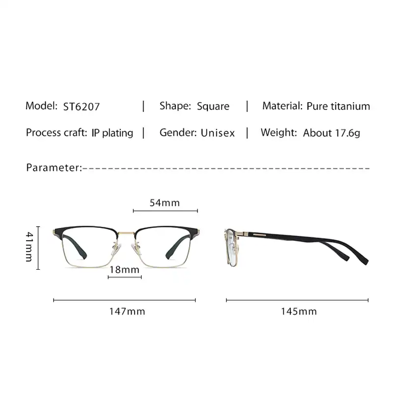 فریم عینک طبی مدل مستطیلی کد ST6207T
