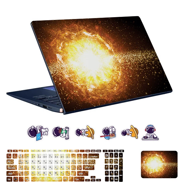 استیکر لپ تاپ توییجین و موییجین طرح Space کد 164 مناسب برای لپ تاپ 15.6 اینچ به همراه برچسب حروف فارسی کیبورد