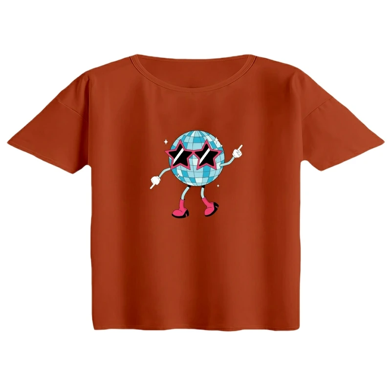 کراپ تی‌شرت آستین کوتاه زنانه مدل دیسکو