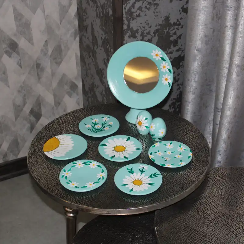 ست 9 تکه هفت سین سفالی مدل بابونه کد 01