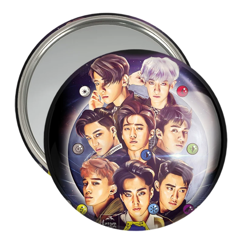 آینه جیبی خندالو مدل گروه موسیقی اکسو EXO  کد 2837