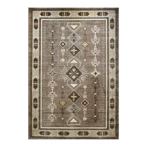 فرش ماشینی 320 شانه فرش ساوین زمینه نسکافه‌ای حاشیه نسکافه‌ای مدل 4114