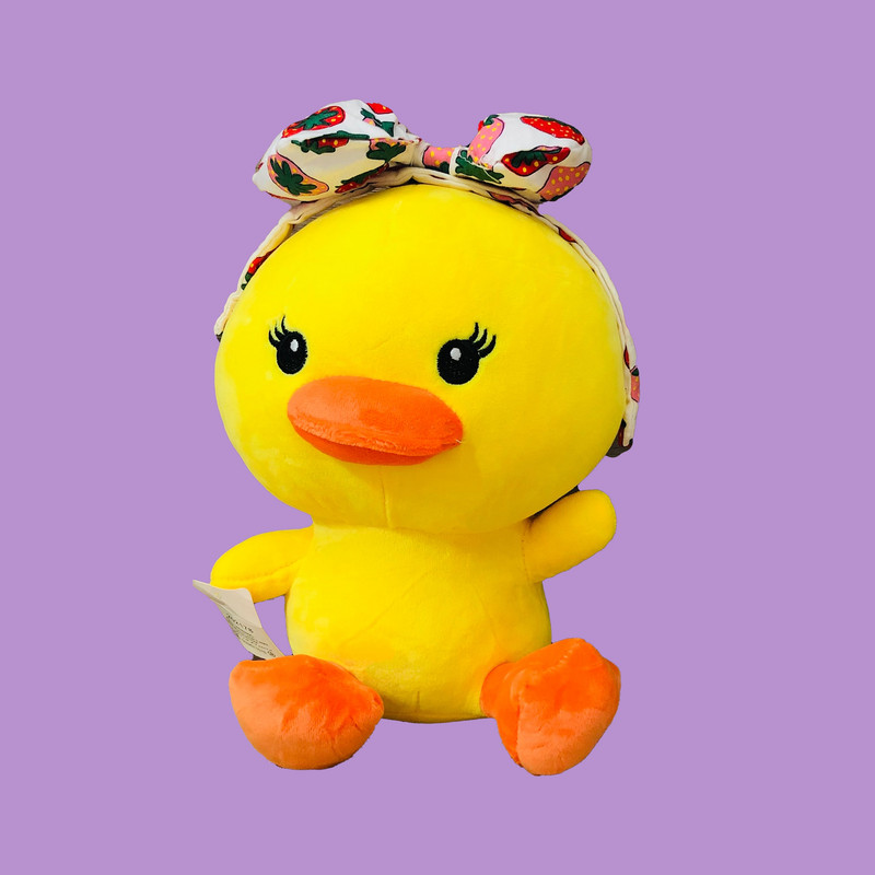 عروسک طرح جوجه اردک مدل تل دار ارتفاع 35 سانتی متر
