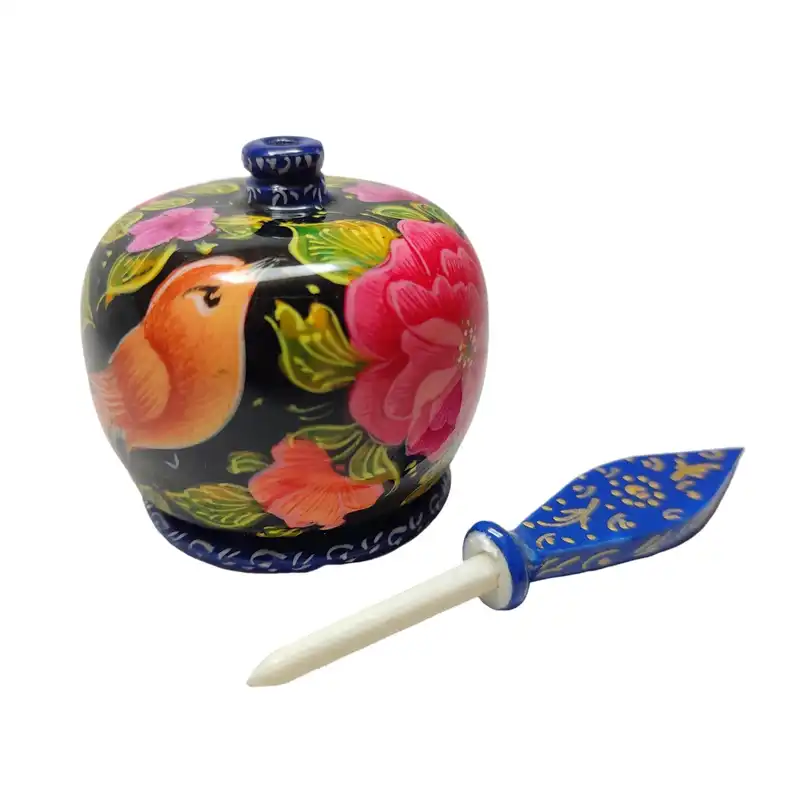 سرمه دان استخوانی طرح گل و مرغ کد 01