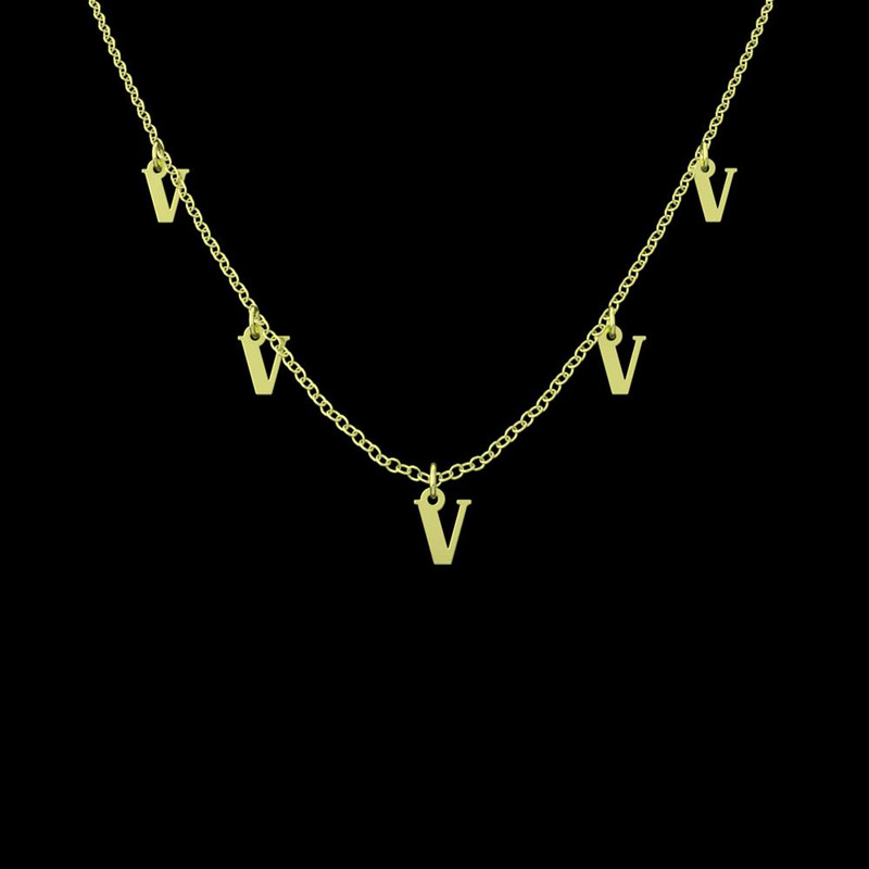 گردنبند طلا 18 عیار زنانه مدوپد مدل حرف V کد RNA17168