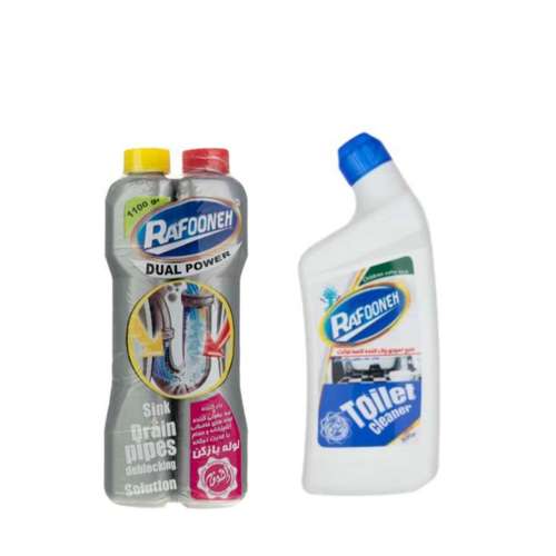 مایع جرم گیر سرویش بهداشتی رافونه مدل 09 حجم 500 میلی لیتر به همراه لوله باز کن دوقلو