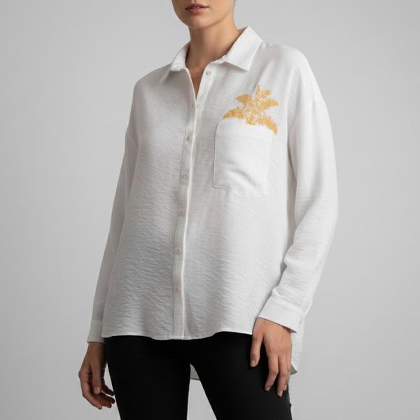 شومیز آستین بلند یقه برگردان زنانه تولیکا مدل 33084