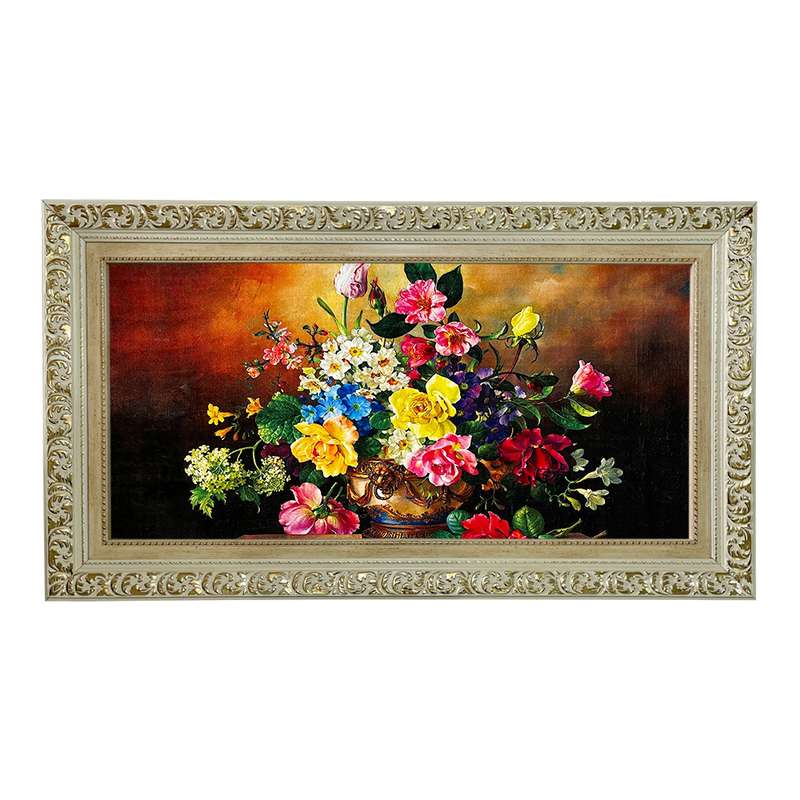 تابلو فرش ماشینی طرح دستبافت مدل سبد گل کد 7695