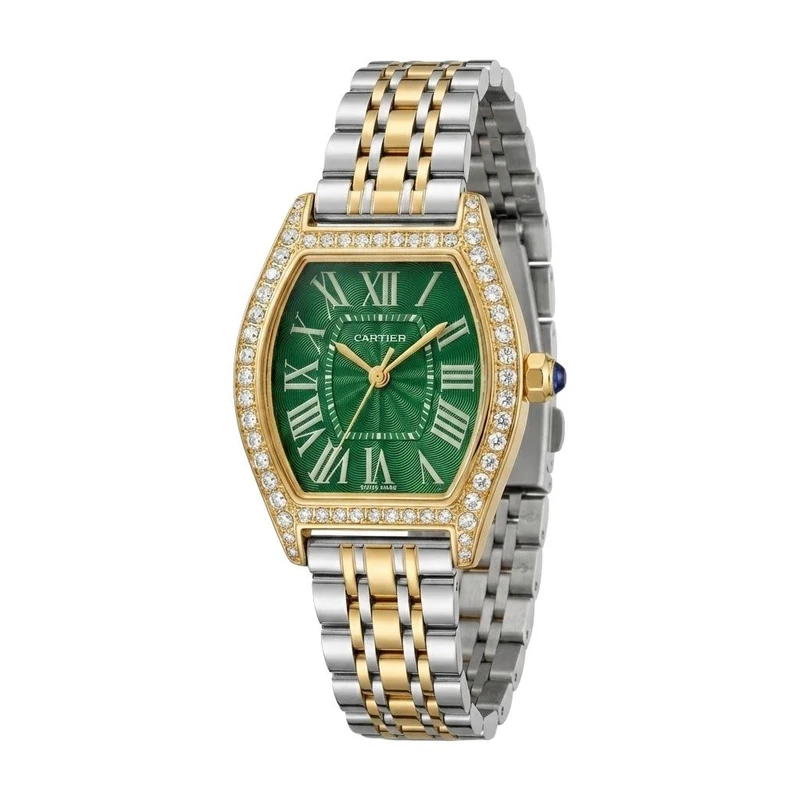 ساعت مچی عقربه‌ای کوارتز زنانه مدل دورنگین قفل پروانه ای صفحه یونانی کد 103