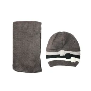 ست کلاه و شال گردن بافتنی کد 586 رنگ‌ ذغالی