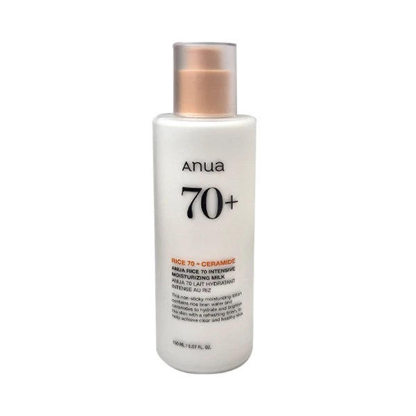 لوسیون مرطوب کننده و روشن کننده پوست آنوا مدل Rice + Ceramide کد +70 مناسب برای انواع پوست حجم 150 میلی لیتر 