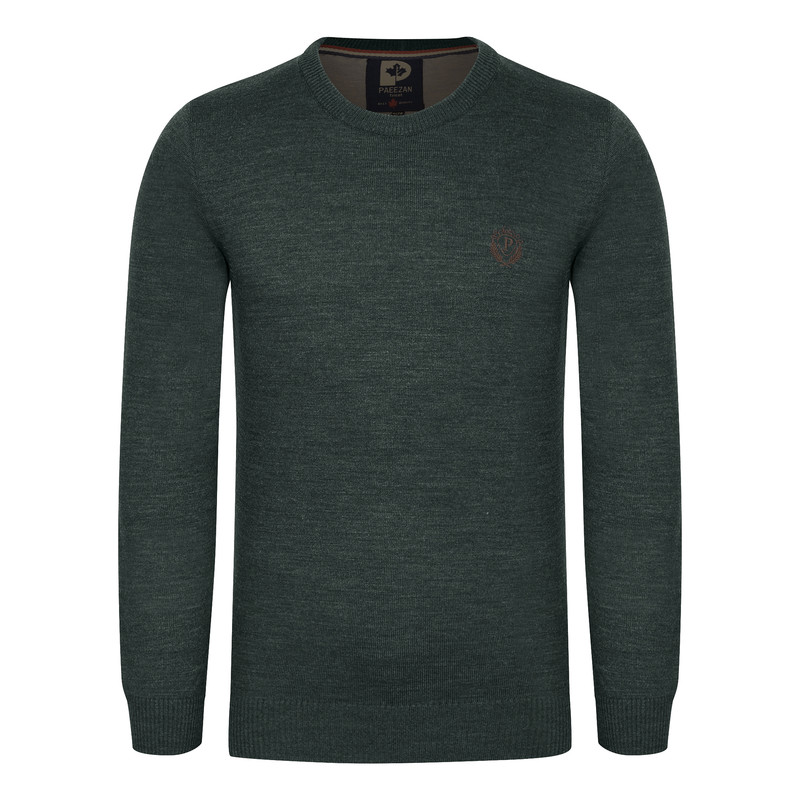 پلیور مردانه تریکو پاییزان مدل PR700 ملانژ رنگ سبز یشمی
