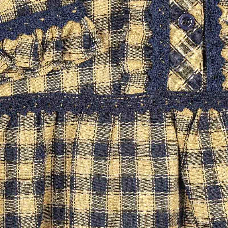 تونیک دخترانه هیژا مد مدل 116 چهارخانه رنگ زرد