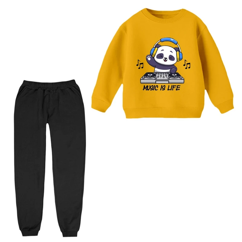ست سویشرت و شلوار راحتی بچگانه مدل پاندا موزیک