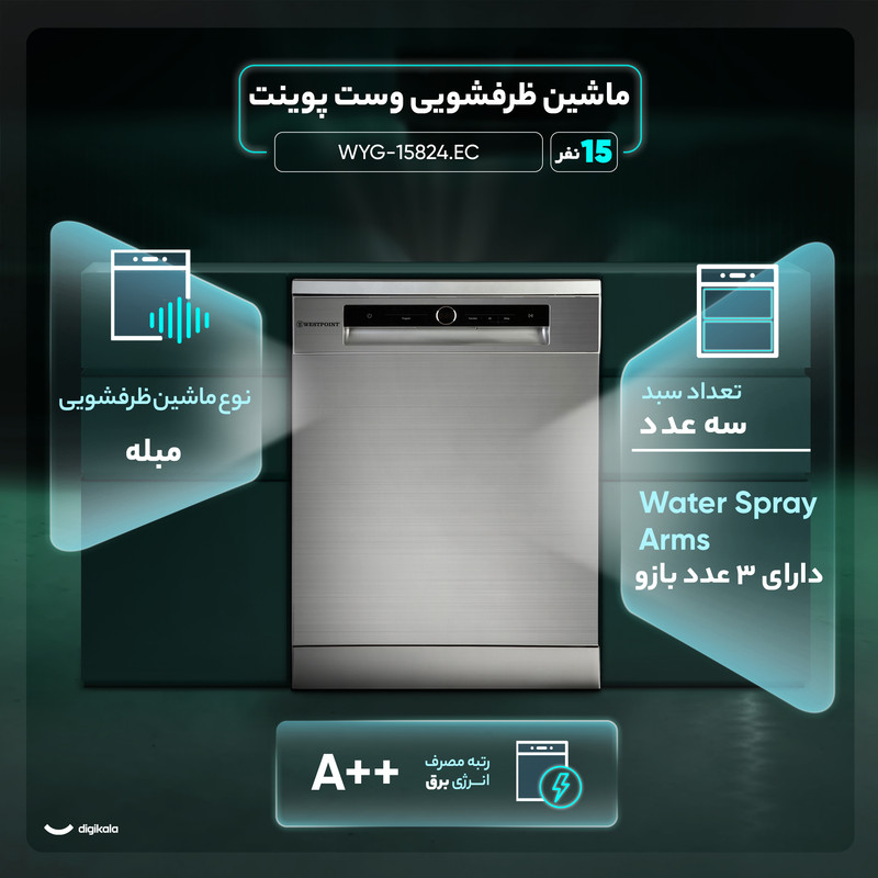 ماشین ظرفشویی 15 نفره وست پوینت مدل WYG-15824.EC
