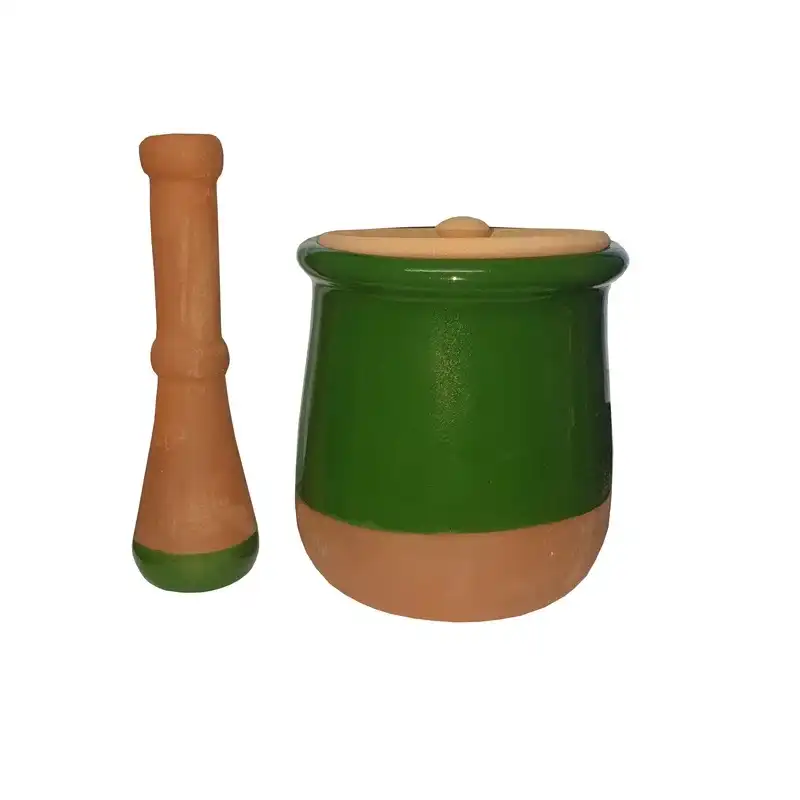 ظرف دیزی سفالی مدل یک نفره کد D1 به همراه گوشت کوب مجموعه 24 عددی