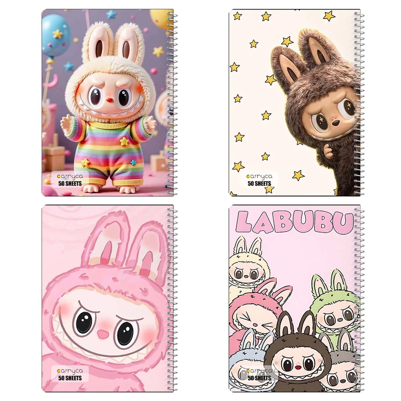 دفتر نقاشي 50 برگ کارنيکا طرح لابوبو Labubu کد 65173 مجموعه 4 عددی