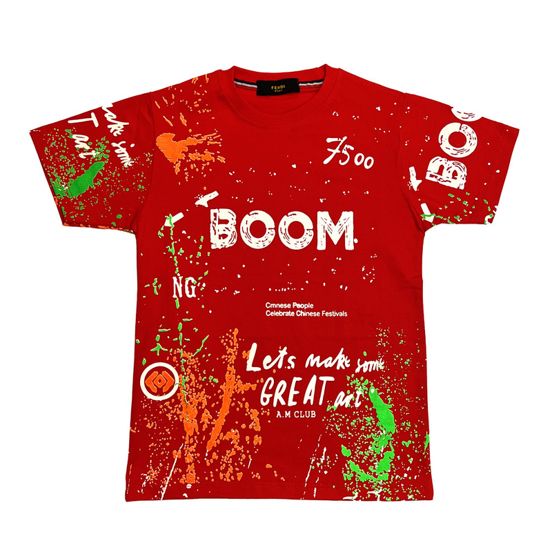 تی شرت آستین کوتاه پسرانه مدل یقه گرد Boom