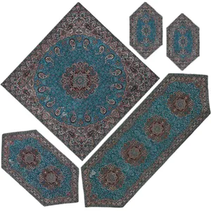 ست 5 تکه رومیزی ترمه طرح نسترن کد sbz5.5