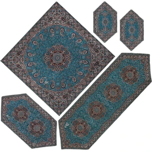 ست 5 تکه رومیزی ترمه طرح نسترن کد sbz5.5
