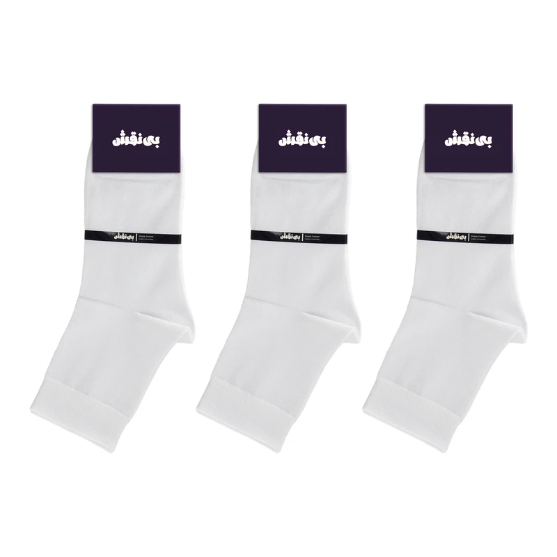 جوراب نیم ساق مردانه بی نقش مدل ساده کد BMJ-357 بسته 3 عددی