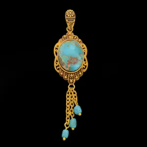 آویز گردنبند طلا 18 عیار زنانه طلای مستجابی مدل فیروزه کد 67007