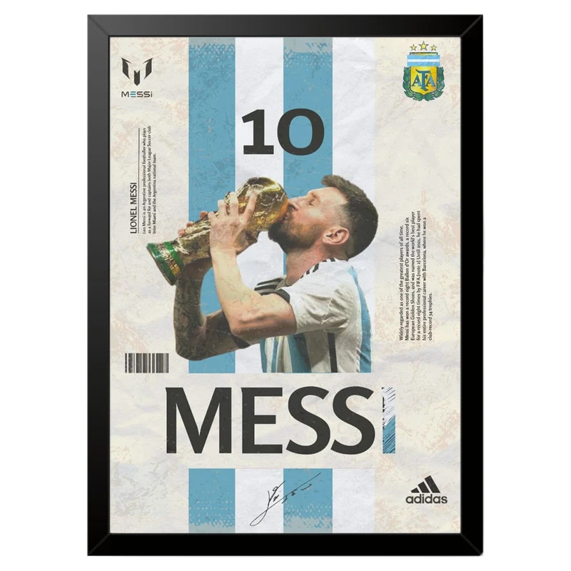 تابلو بکلیت طرح لیونل مسی Lionel Messi مدل b-po1645 فریم مشکی