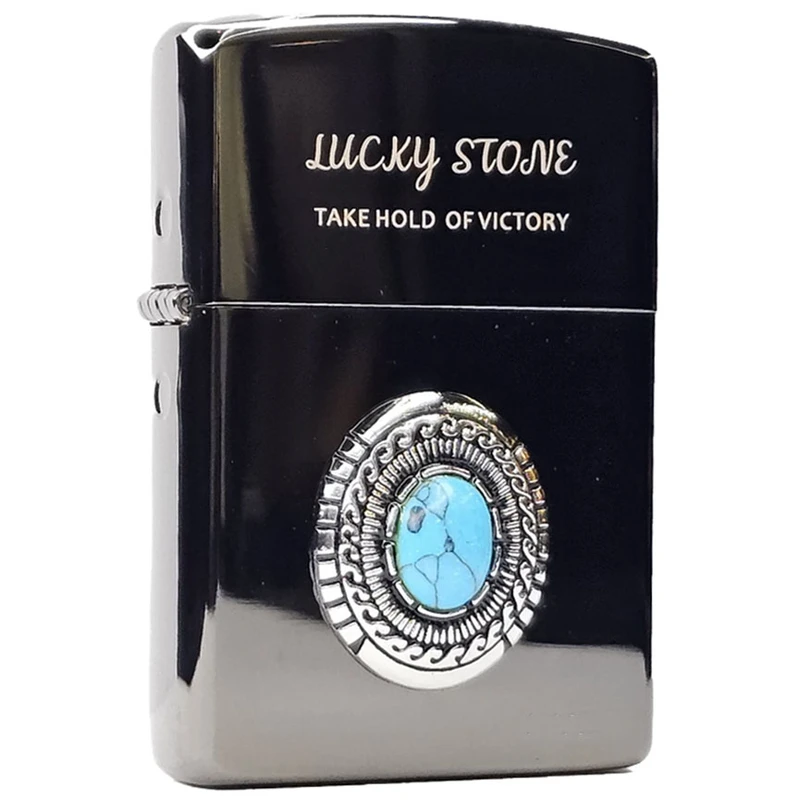 فندک زورو مدل سنگ فیروزه طرح لاکی استون کد 0989