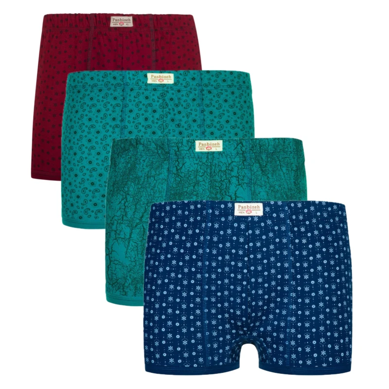 شورت نیم‌پا مردانه پنبینه مدل نخ پنبه بسته 4 عددی