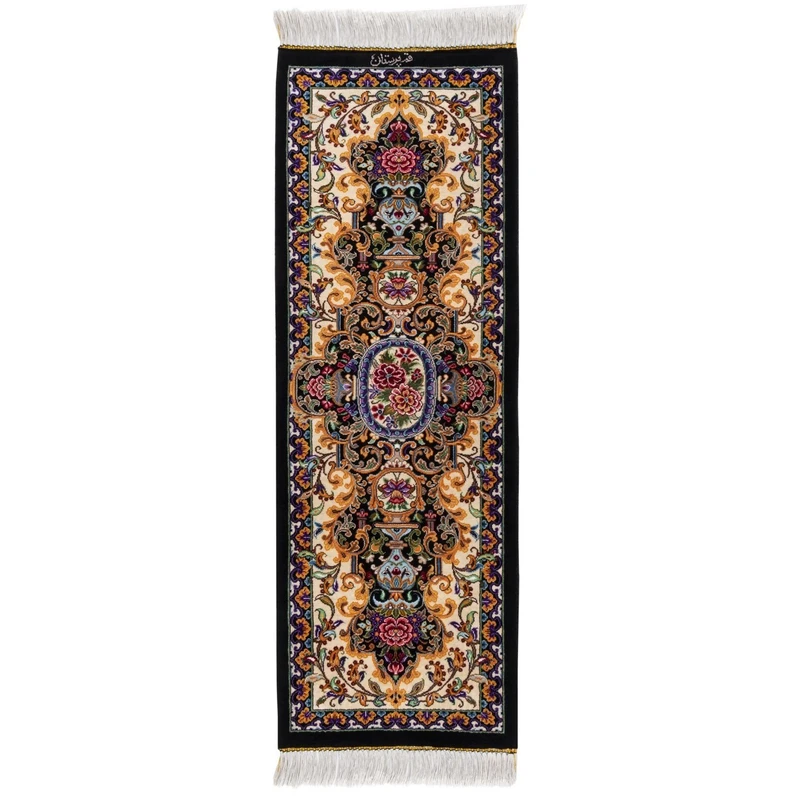 رومیزی فرش دستباف قم پرستان کد DW-5000