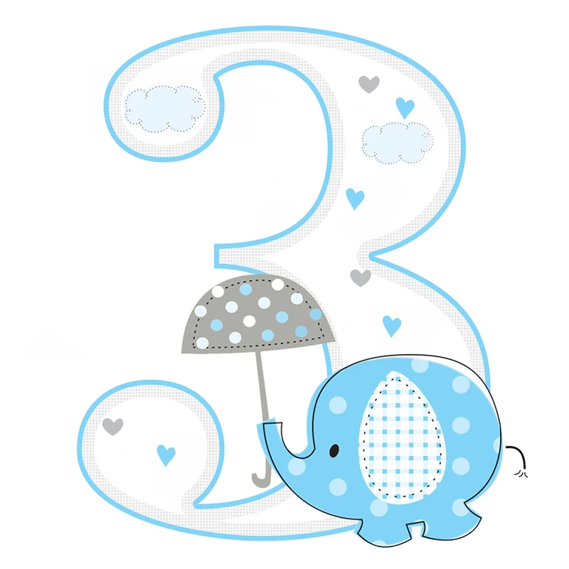  استند رومیزی تولد مدل عدد 3 طرح فیل پسرانه کد 1066