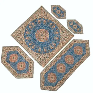 ست پنج تکه رومیزی ترمه طرح نسترن