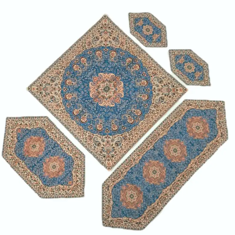 ست پنج تکه رومیزی ترمه طرح نسترن