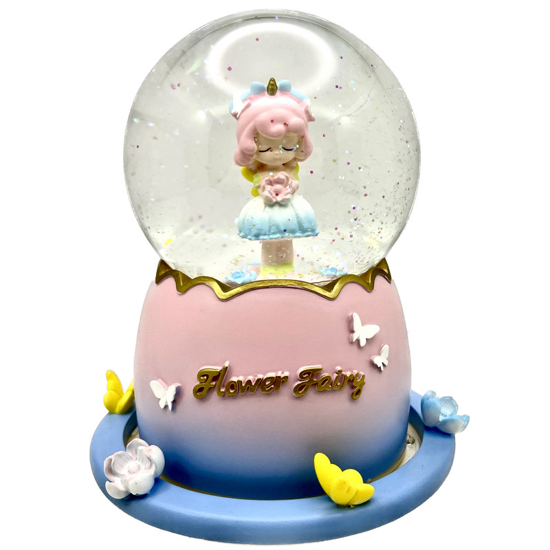 گوی موزیکال مدل پمپی پایه گردان Flower Fairy طرح دختر ملوس کد RPA383