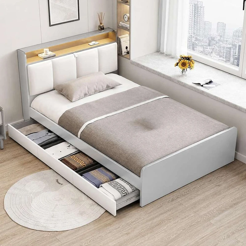 تخت‌خواب ملامینه یک نفره تخت خواب توپولون مدل a90 سایز 90 * 200 سانتی‌متر
