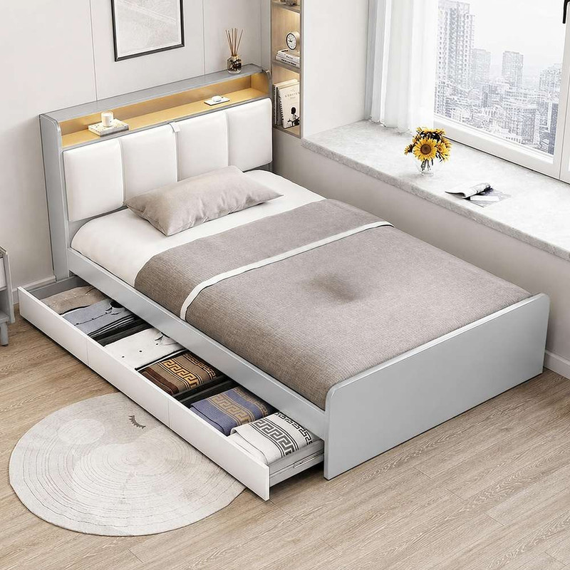 تخت‌خواب ملامینه یک نفره تخت خواب توپولون مدل a90 سایز 90 * 200 سانتی‌متر